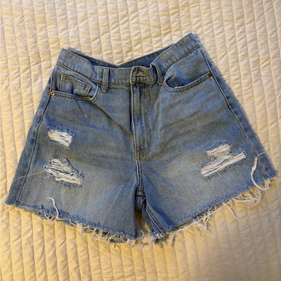 Cello High Rise Distressed Jean Shorts - Size Large - Picture 1 of 4